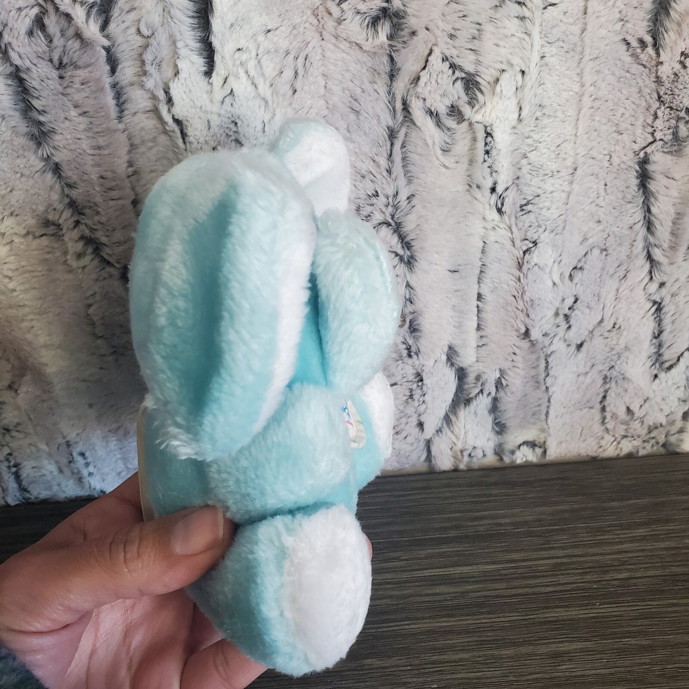 Vintage Amtoy Mini 5" Light Blue Elephant Plush Stuffed Animal With BABY BIB - Picture 4 of 9